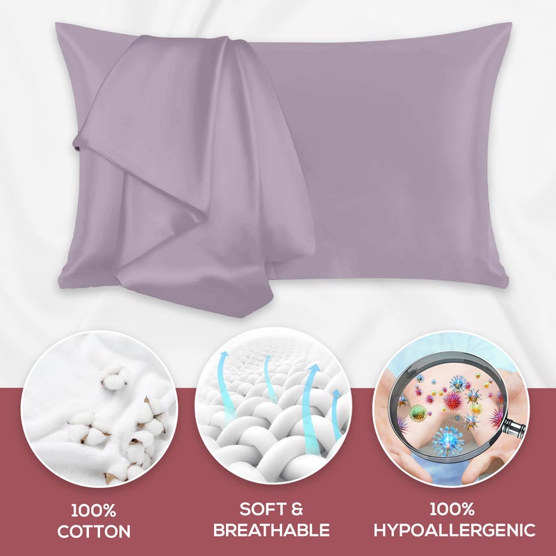 Superity Linen Pillow Cases Standard Size - Envelope Enclosure - 2 Pack - 100% Soft and Comfortable Premium Cotton - Lavender - Image 3